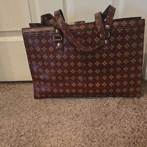Patricia Nash Burgundy and Gold Tote Bag